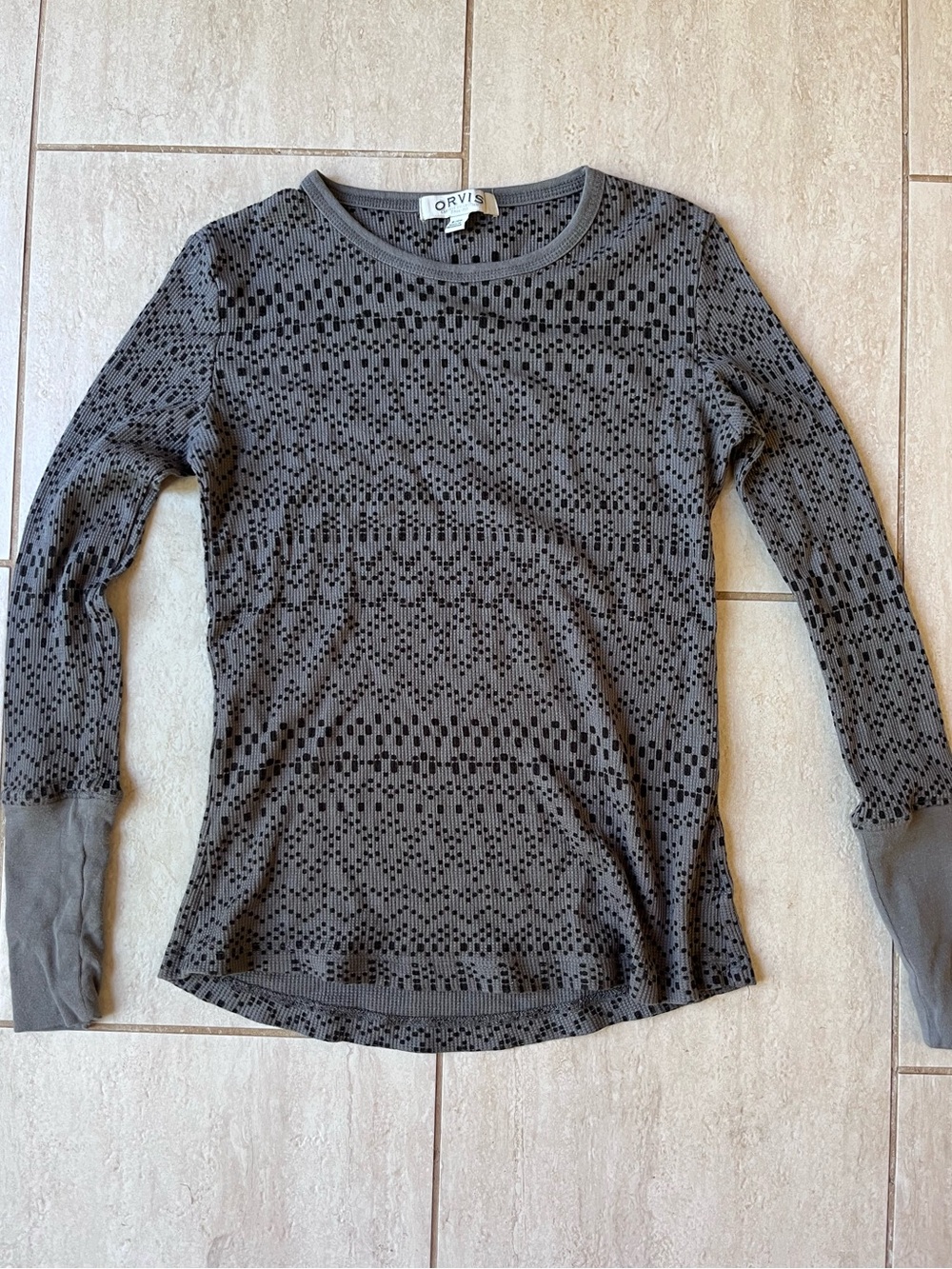 Orvis Waffle Knit Base Layer Gray Modal Blend Long Sleeve S hiking ski outdoors